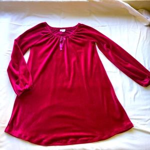 Garnet Hill kids A-line velvet stretch swing dress.